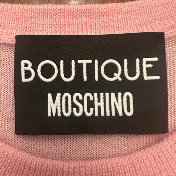 Boutique Moschino Graphic Logo Sleeveless Knit Top | Pink | Size S - Picture 4 of 7